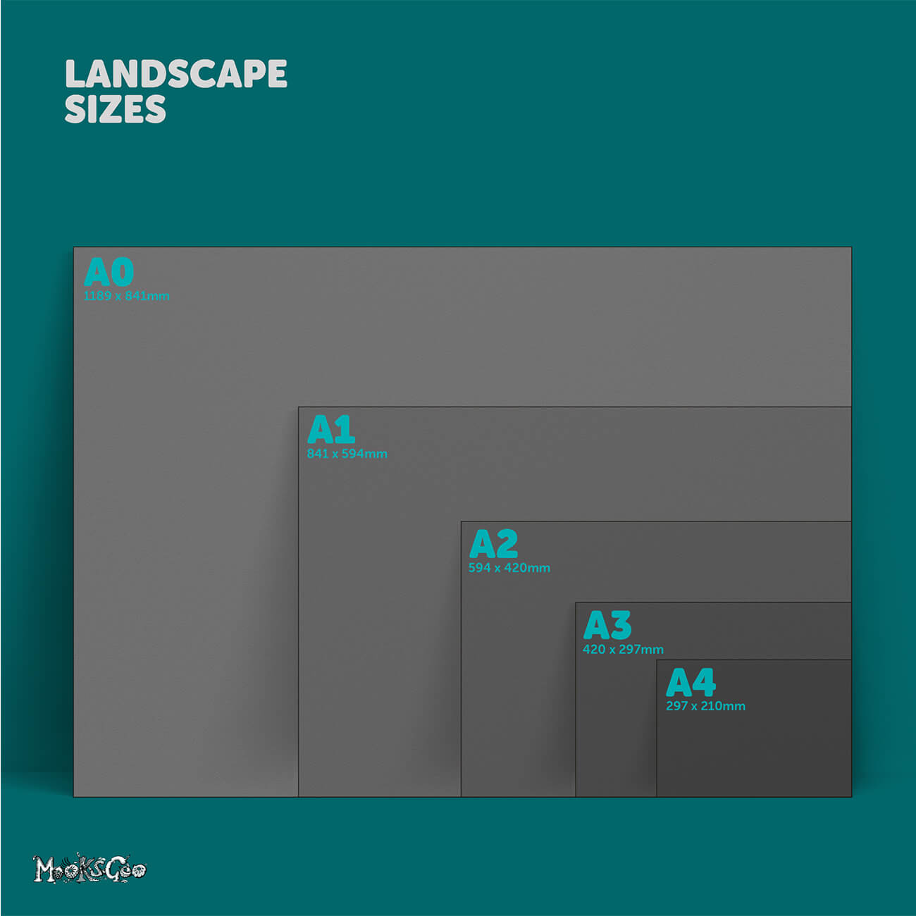 landscape print sizes with a4, a3, a2, a1 and a0, designed by MooksGoo
