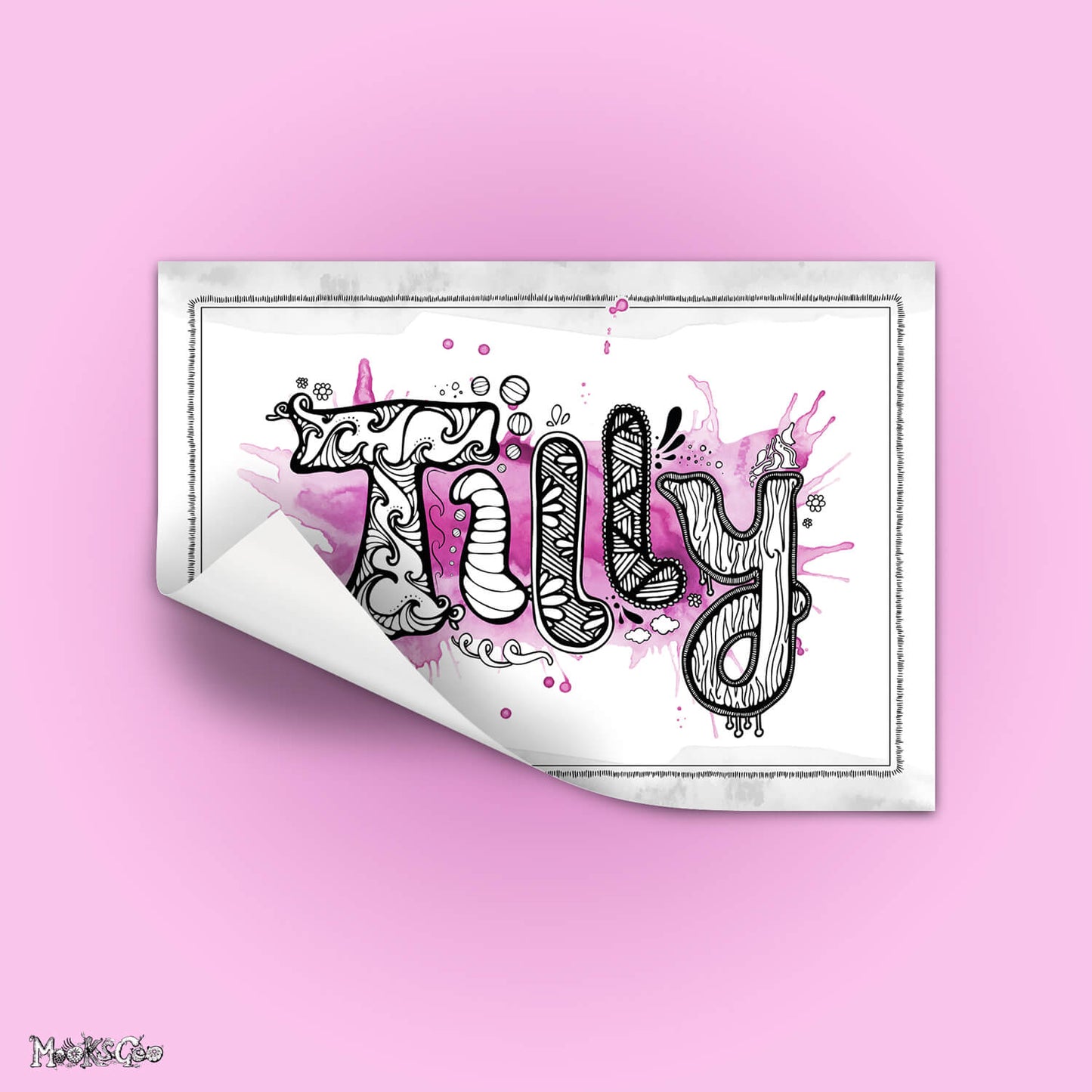 Tilly illustrated personalised name art gift for a children's bedroom, designed by MooksGoo