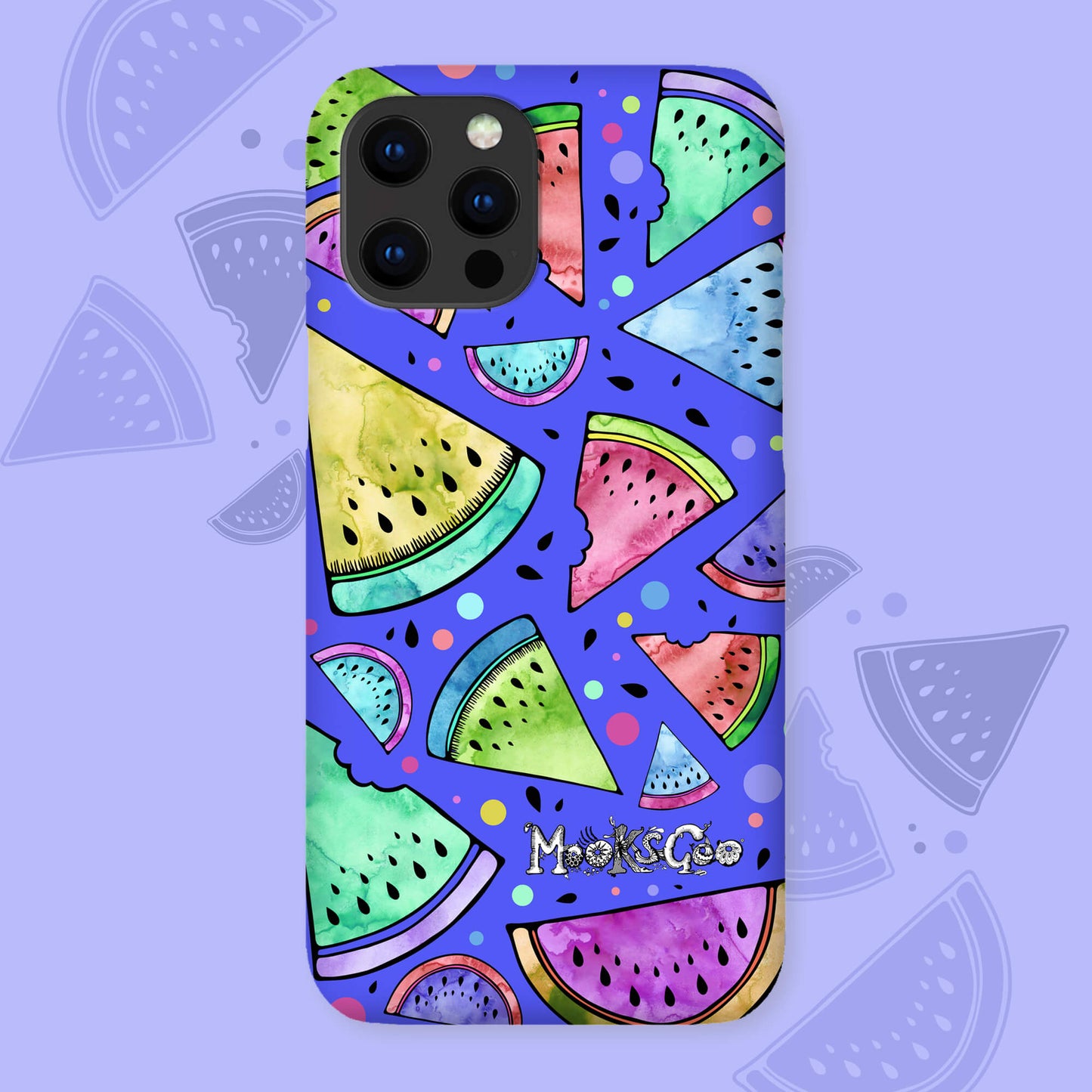 Fun, bright and bold rainbow melons phone case for iPhone, Samsung or Google mobile phones. Designed by MooksGoo