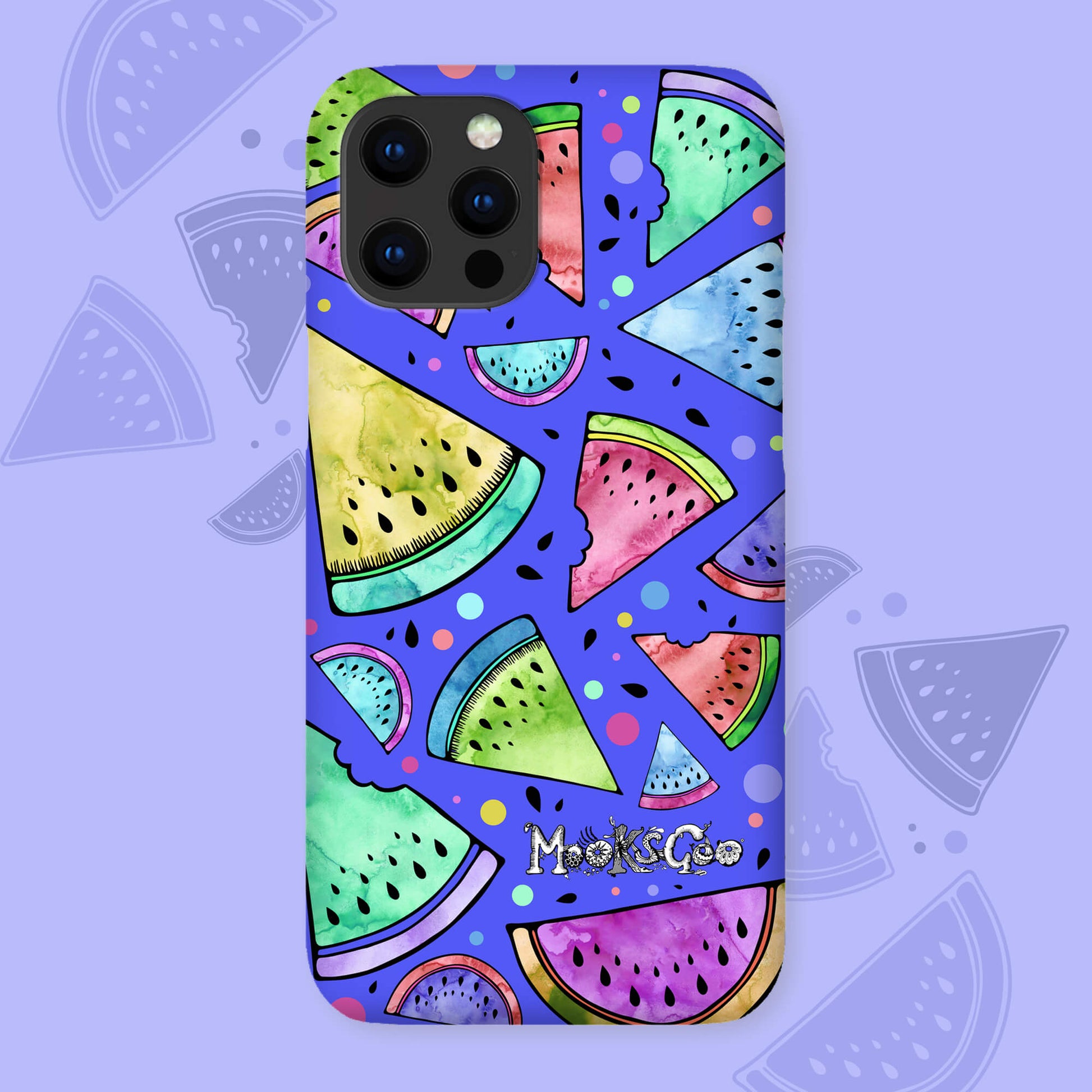 Fun, bright and bold rainbow melons phone case for iPhone, Samsung or Google mobile phones. Designed by MooksGoo