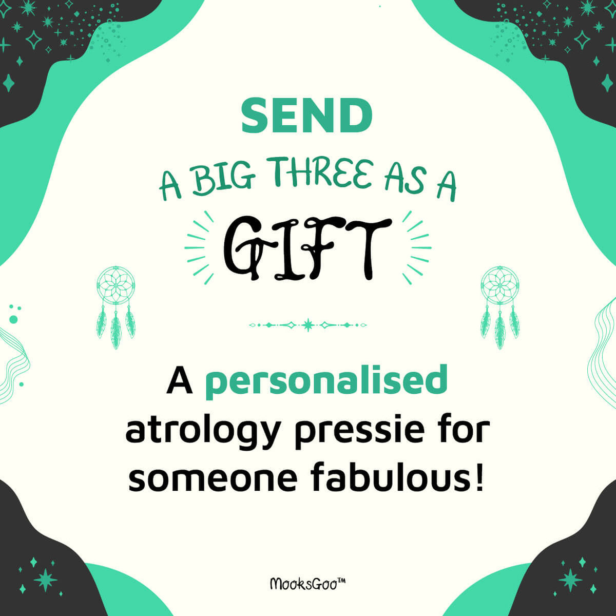 Big Three astrology reading gift option - a personalised astrology present for someone fabulous. Designed by MooksGoo