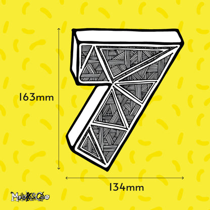 Number 7 large fun illustrated house number for wheelie bins, designed by MooksGoo